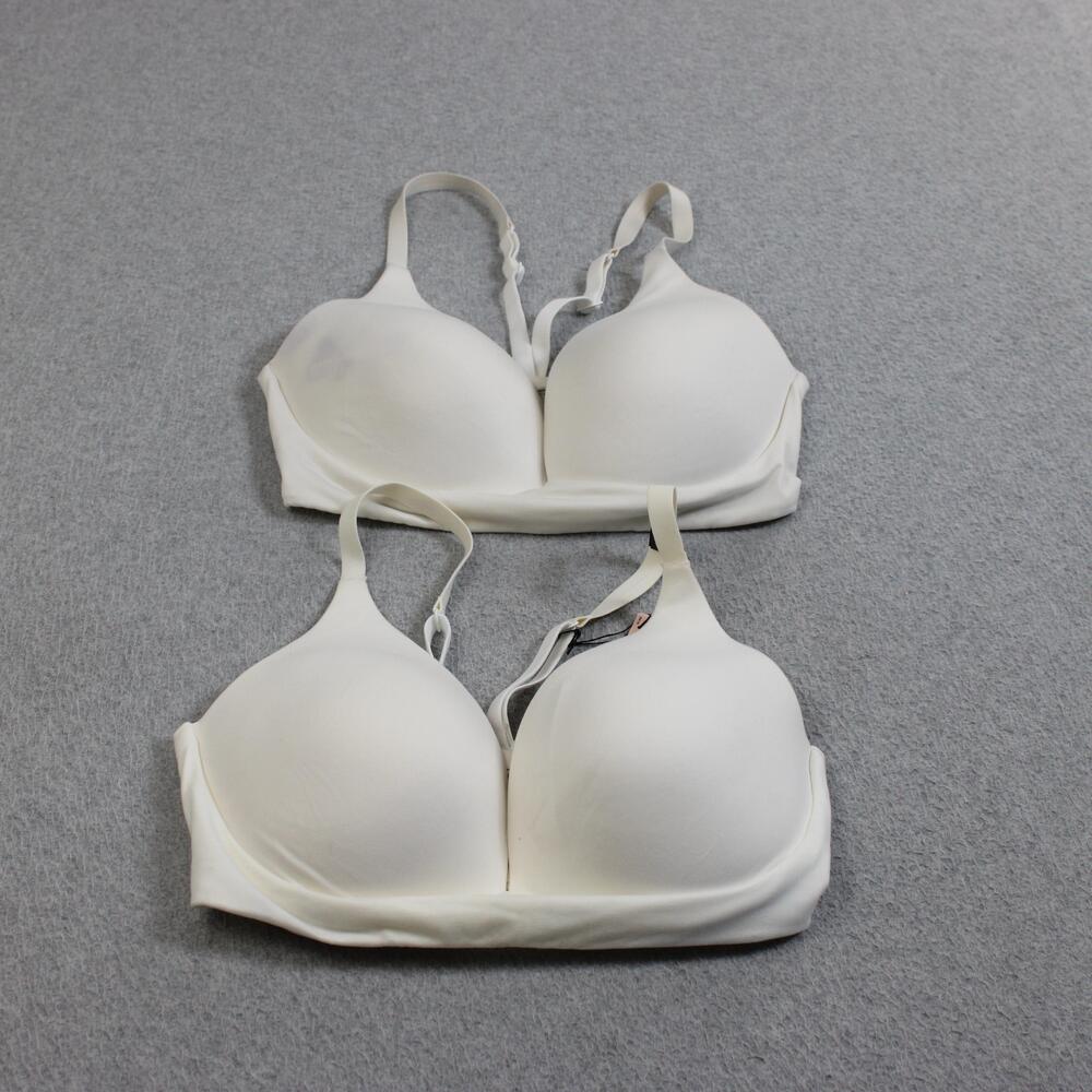 Victorias Secret Body Bras Womens 32DD White Lightly Lined Plunge T-Shirt 2 Pack